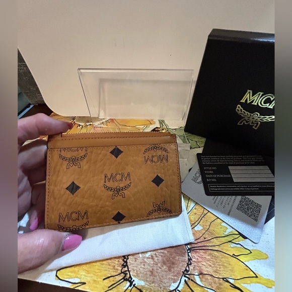 MCM Cognac Patricia Visetos Card  Case - Picture 3 of 10